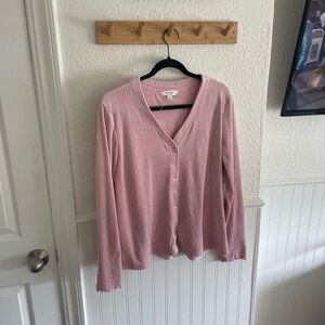 Soft Pink Ribbed Cardigan